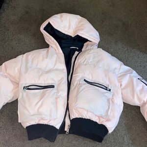 Light pink zip up puffer jacket size M worn once